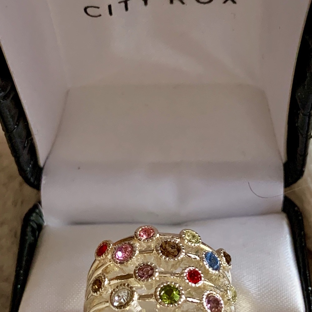 Multi-gem silver ring by City Box - Picture 2 of 3